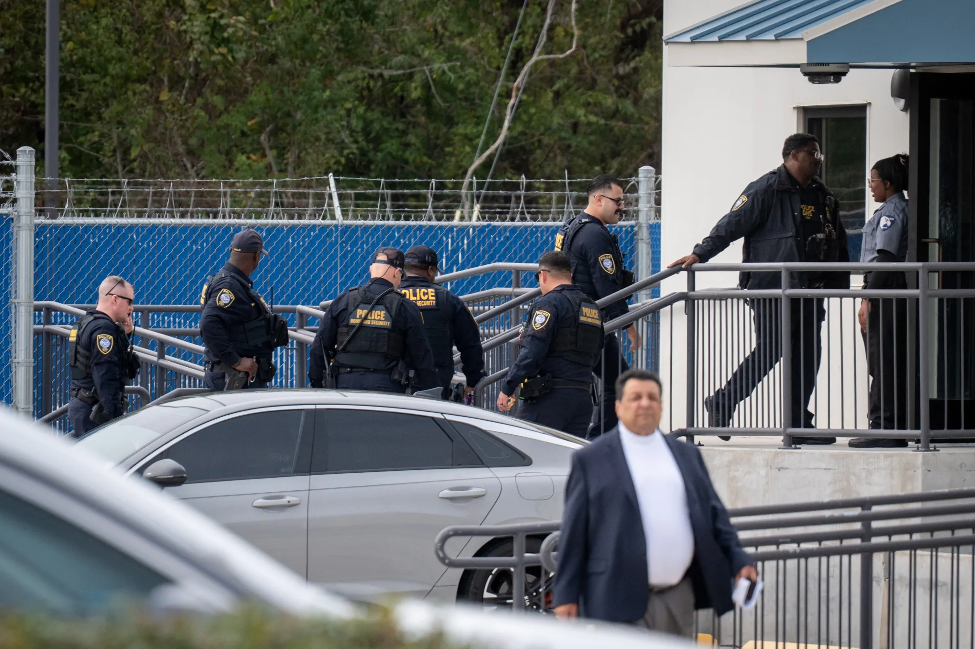 Federal agents at the US Immigration and Customs Enforcement Field Office in St. Rose, Louisiana, on Dec. 1.