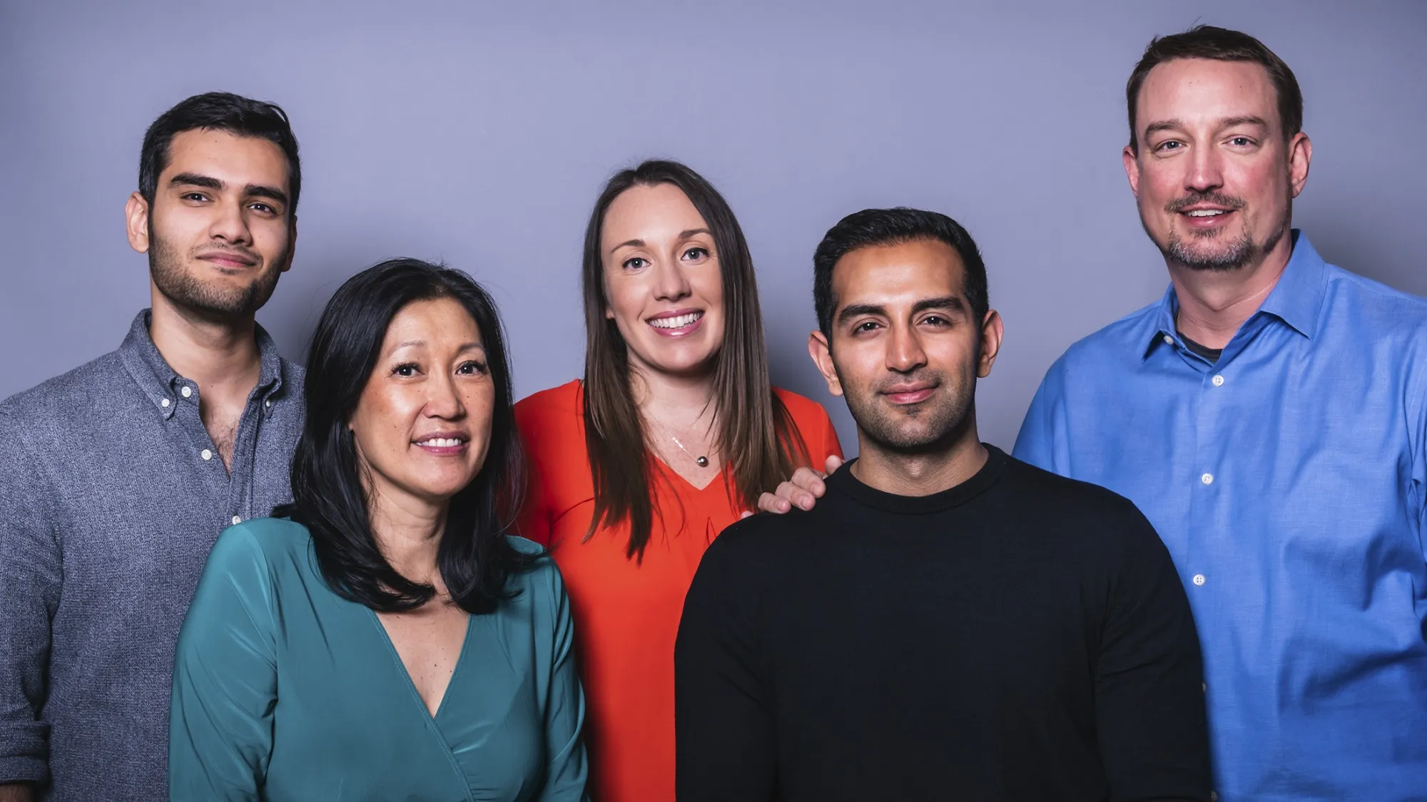 Acrew Capital co-founders Asad Khaliq, from left, Theresia Gouw, Lauren Kolodny, Vishal Lugani and Mark Kraynak.