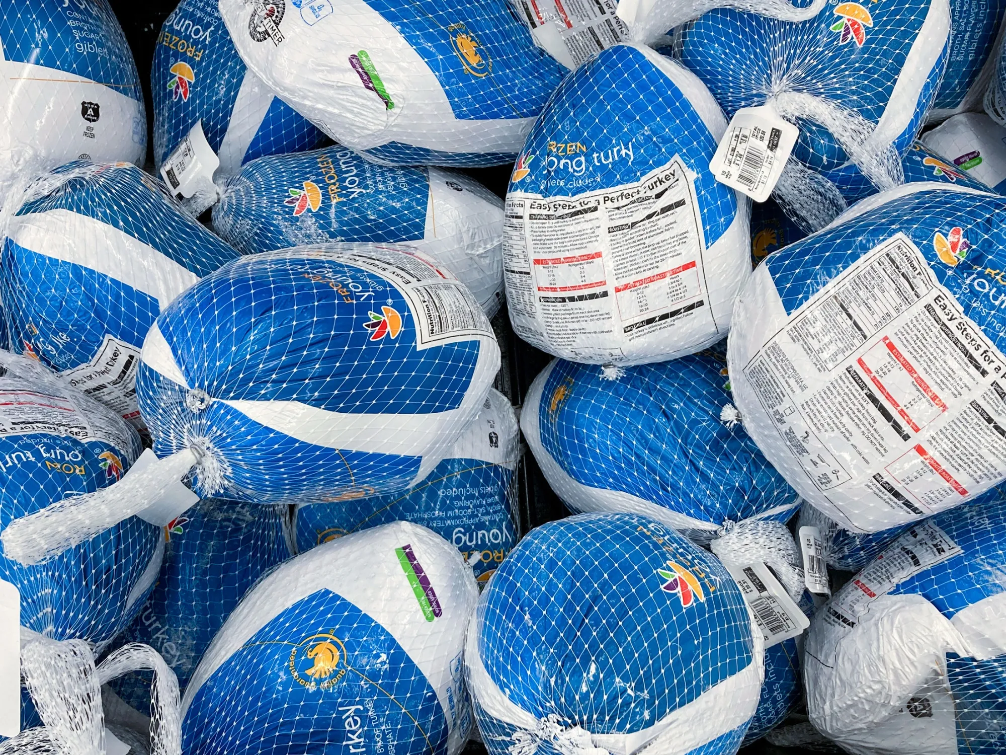 Frozen turkeys.