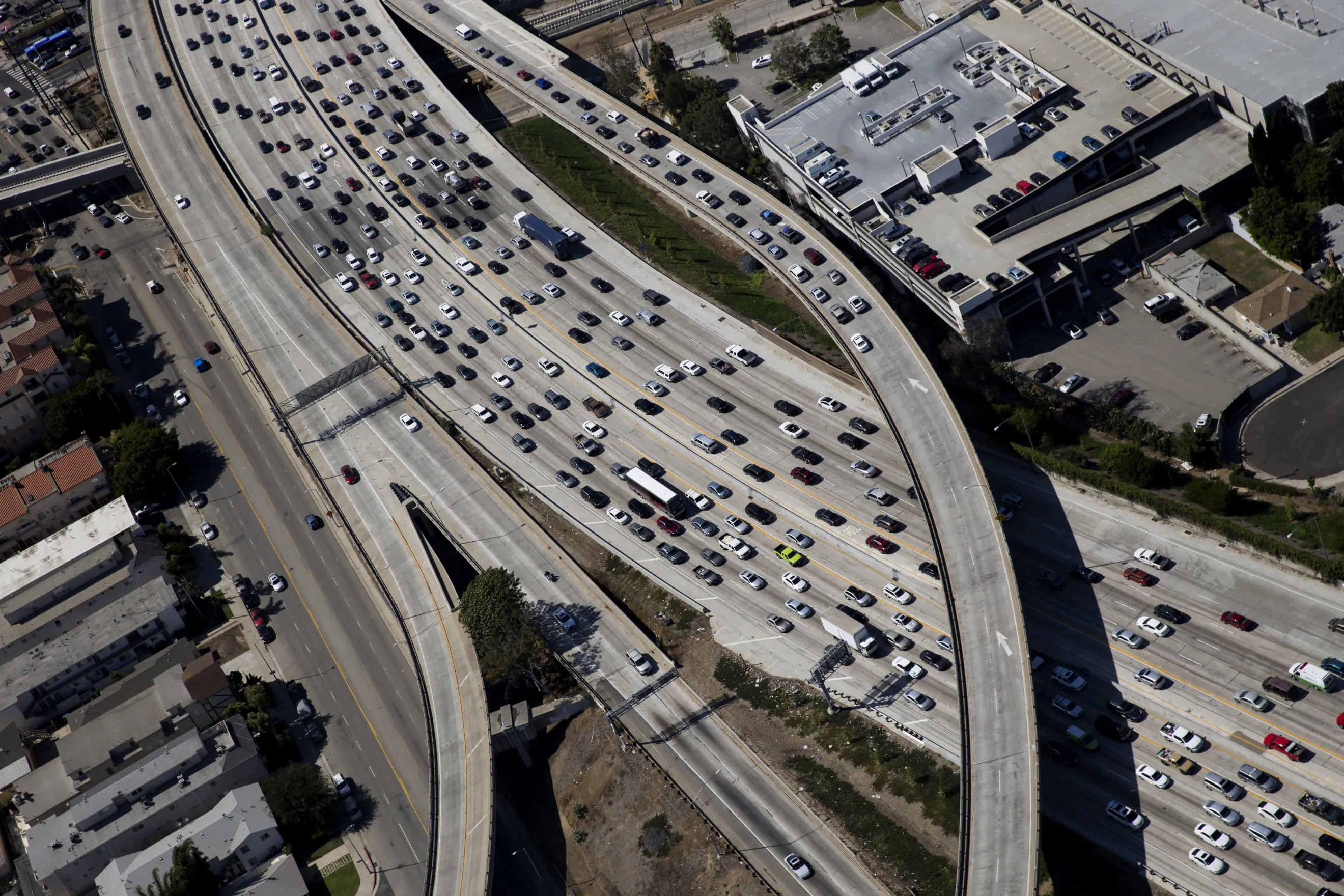 Aerial Views Of Rush Hour Traffic