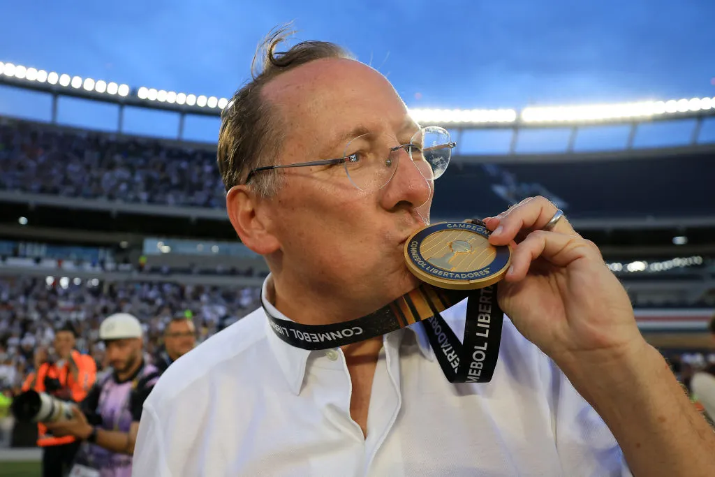 John Textor celebrates with winner's medal after the Copa CONMEBOL Libertadores 2024 Final.
