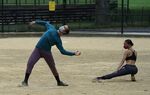 Dancers rehearse on a Central Park ball field, June&nbsp;2020.
