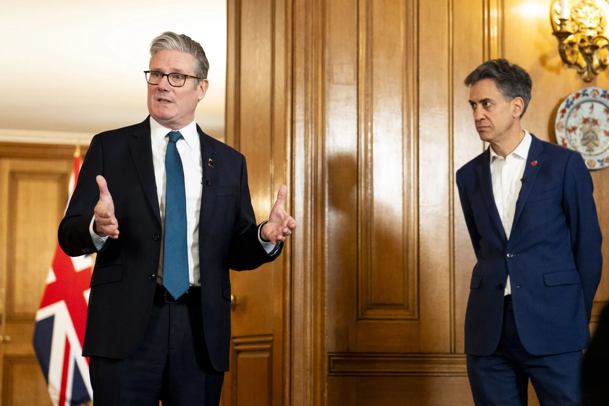 Prime Minister&nbsp;Keir Starmer, left, with UK Energy Secretary Ed Miliband in London.