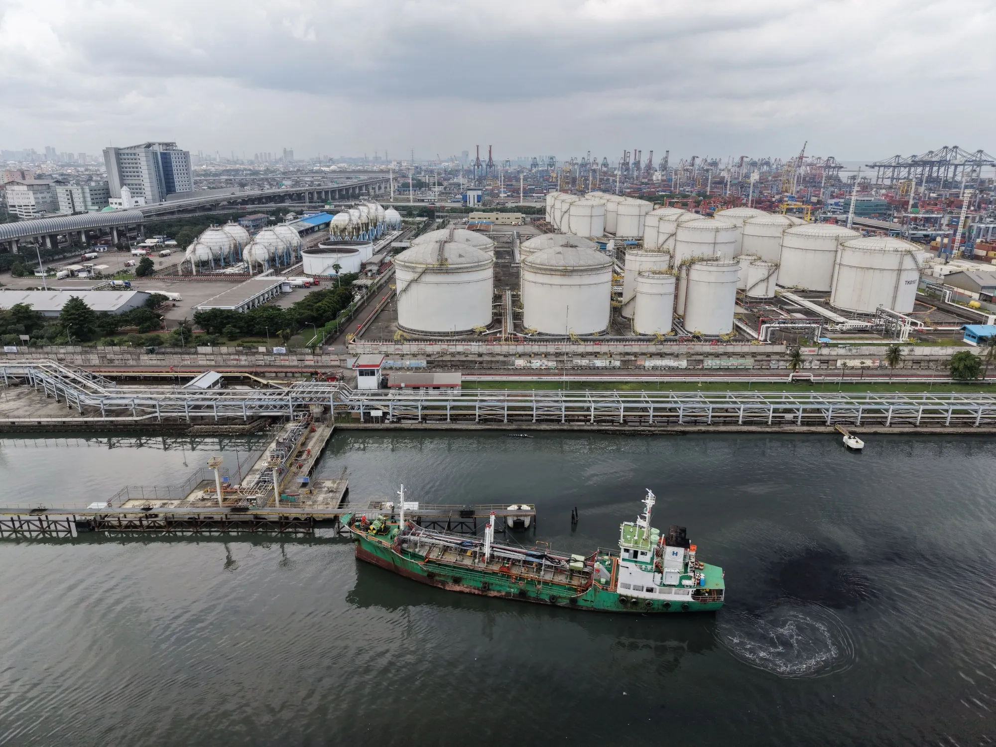 A storage facility at Tanjung Priok Port in Jakarta, Indonesia.