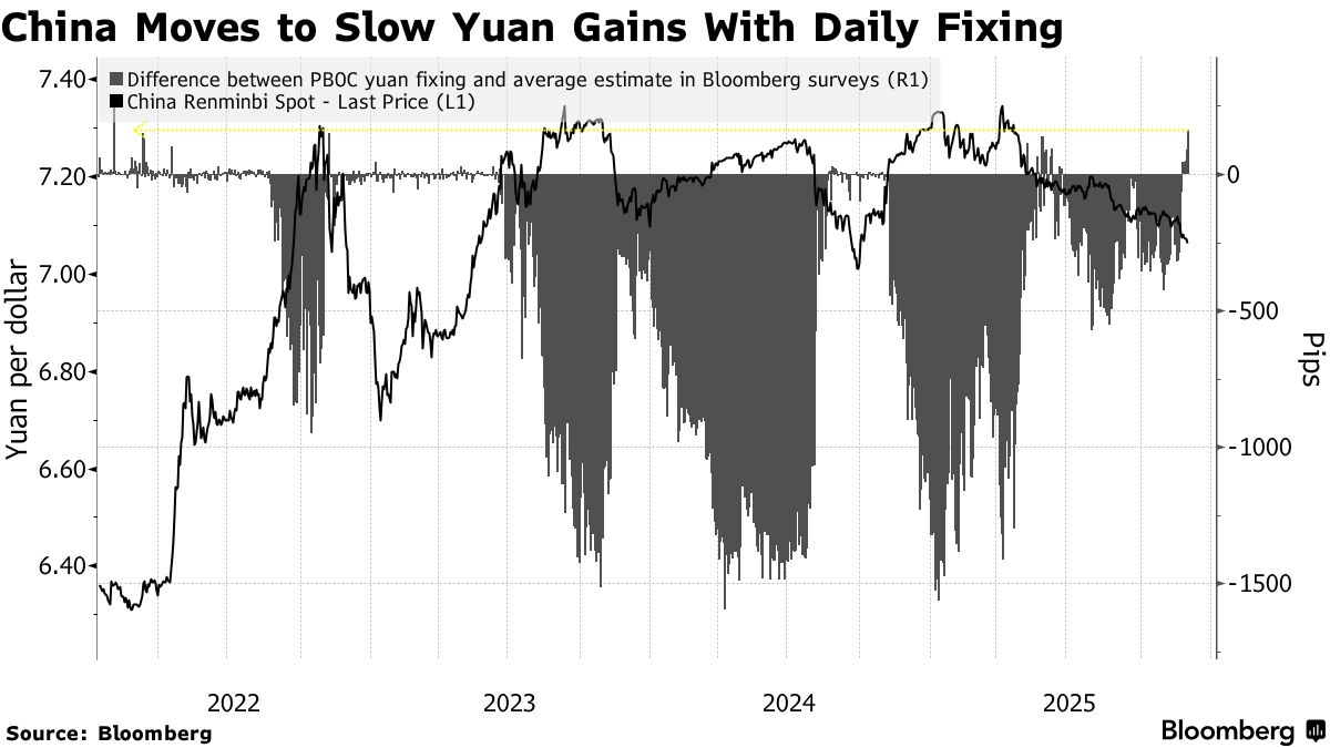 China Gives Most Forceful Signal Since 2022 to Slow Yuan Gains - Bloomberg
