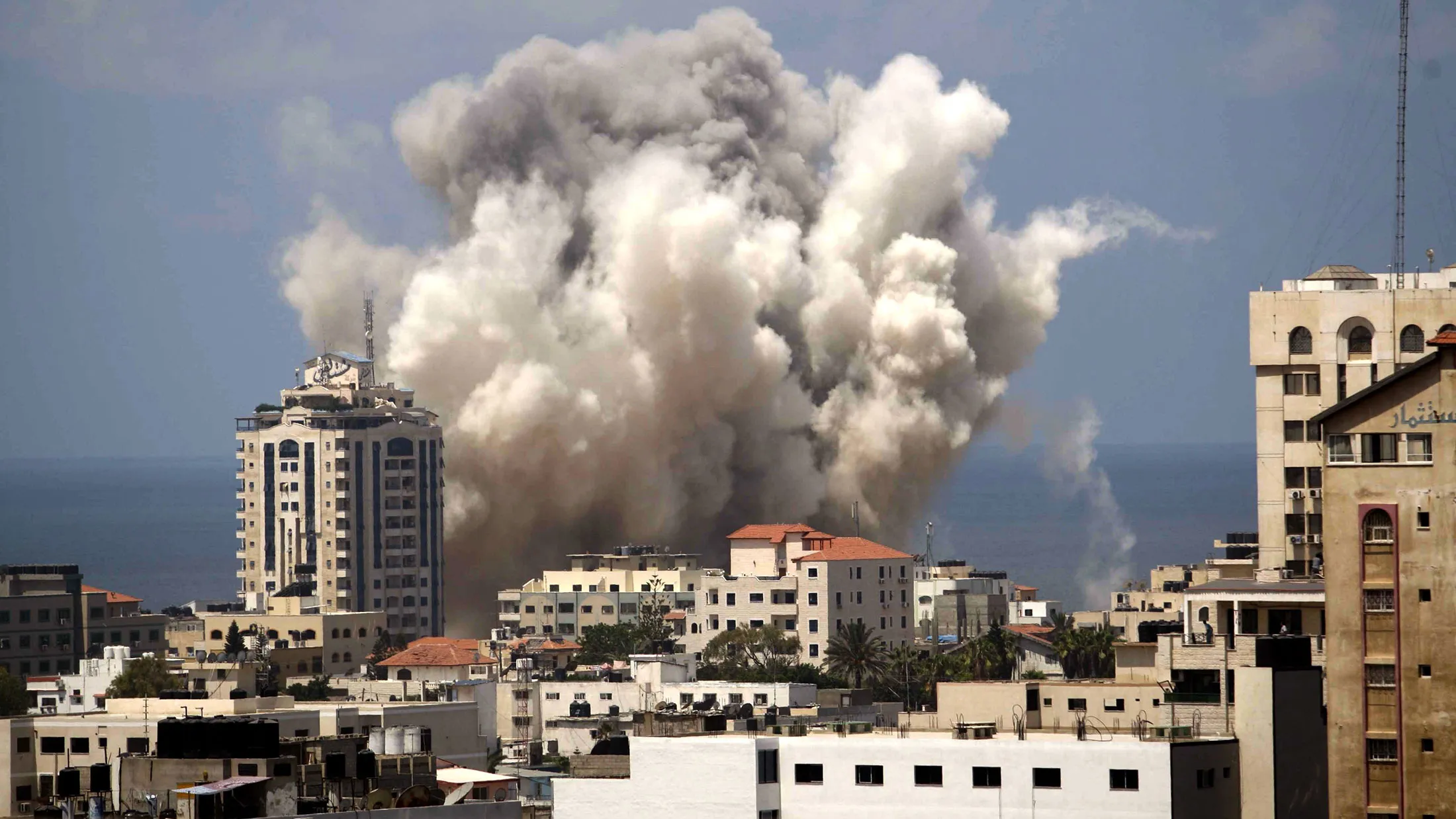 Smoke after Israeli attacks in Gaza City, Gaza on August 9, 2014.
