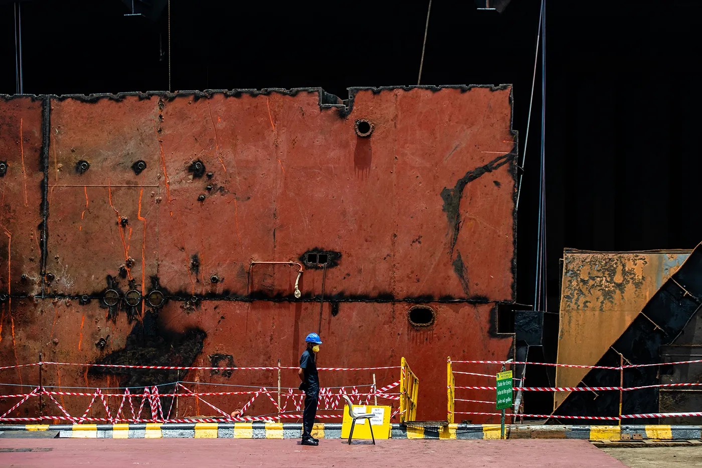 A tanker&nbsp;beached&nbsp;in Alang in June, where there are&nbsp;more than 100 shipbreaking yards.