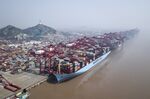 Container ships at the Yangshan Deep Water Port in Shanghai.