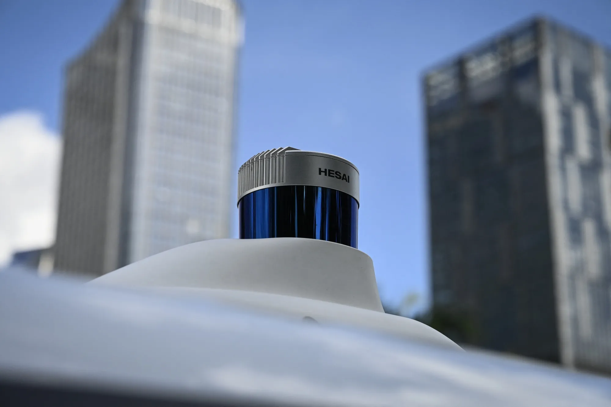 A lidar sensor from Hesai.
