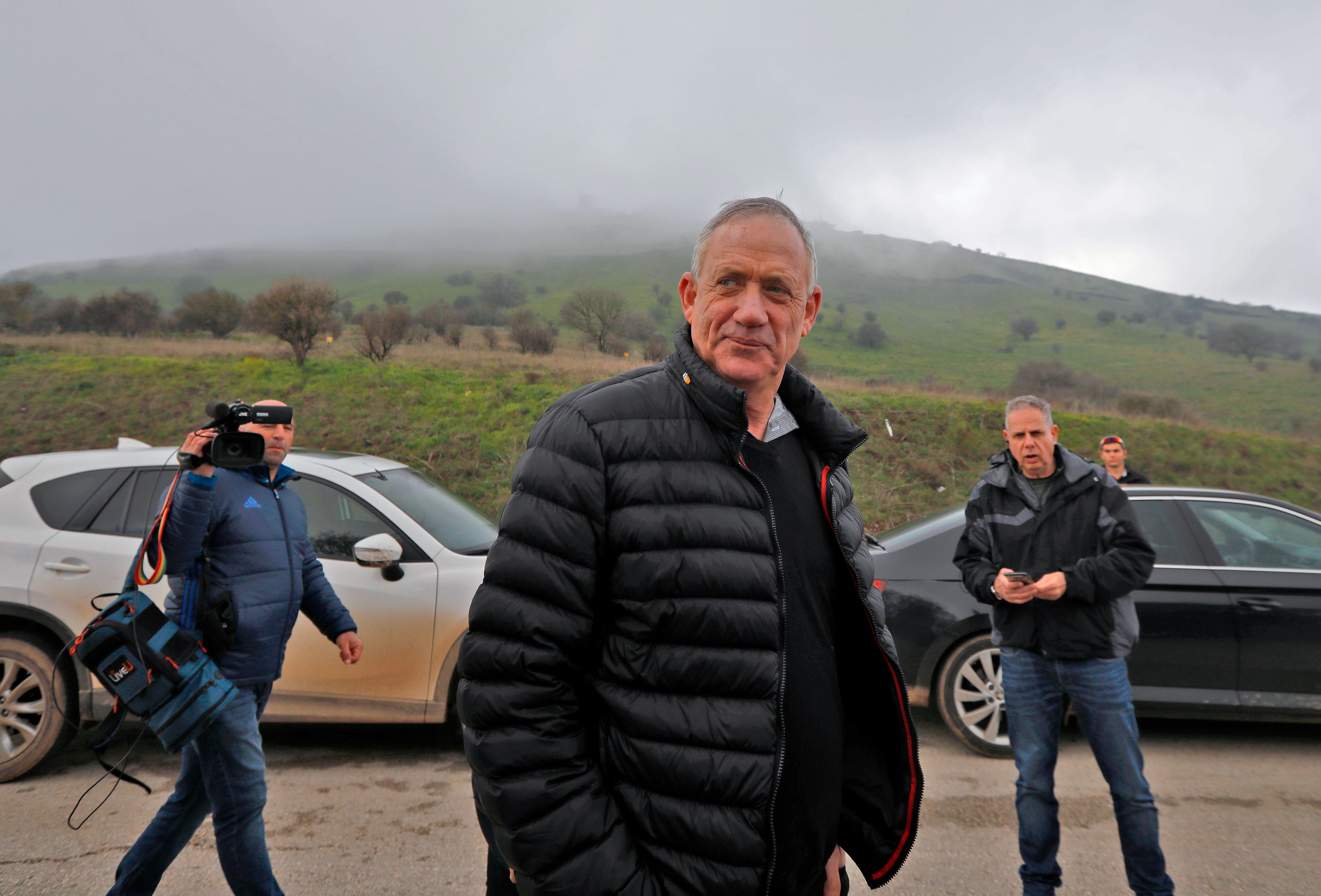 Benny Gantz&nbsp;in the Golan Heights near the Syrian border on March 4.