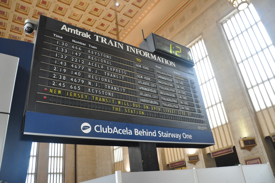 The flipping arrival and departure board at Philadelphia's 30th Street Station will soon be replaced with a digital display. 