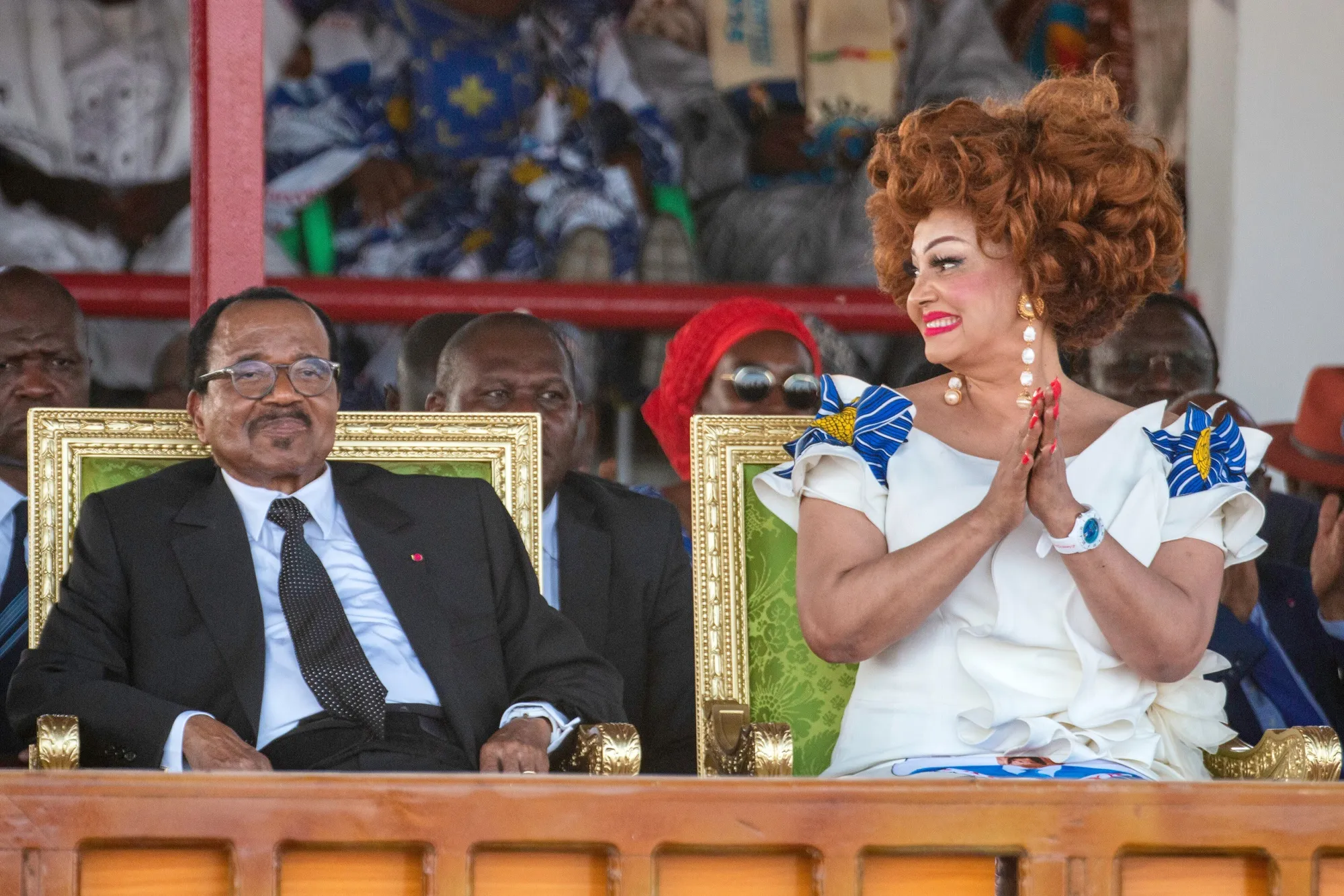 President Paul Biya and First Lady Chantal Biya at a rally&nbsp;in Maroua, on Oct. 7.
