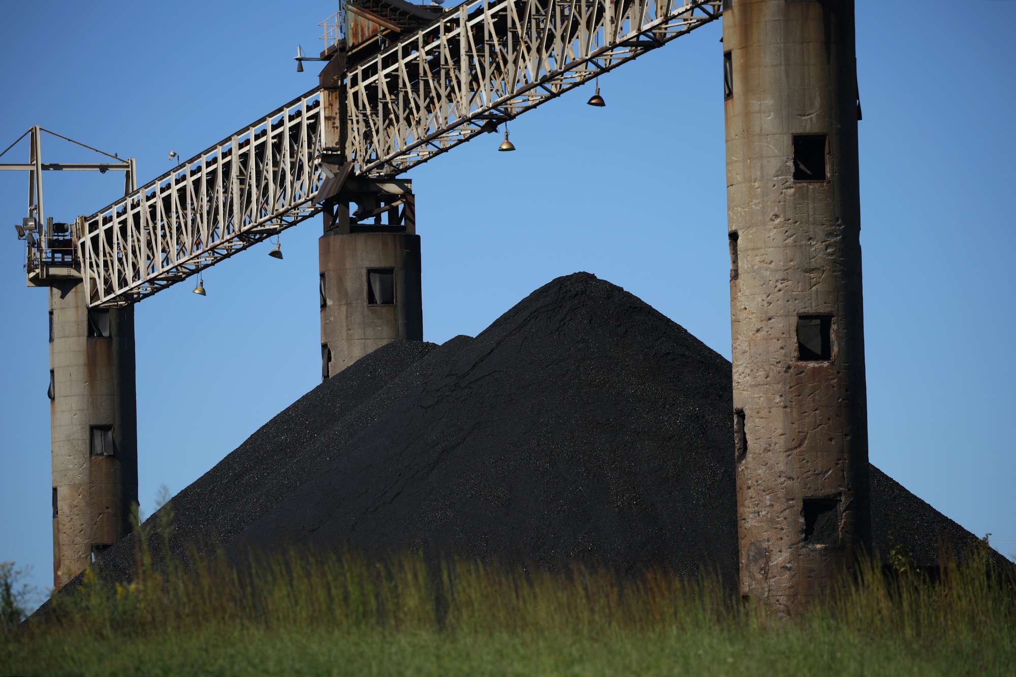 A coal mound on the grounds of the Peabody Energy Francisco coal mine.