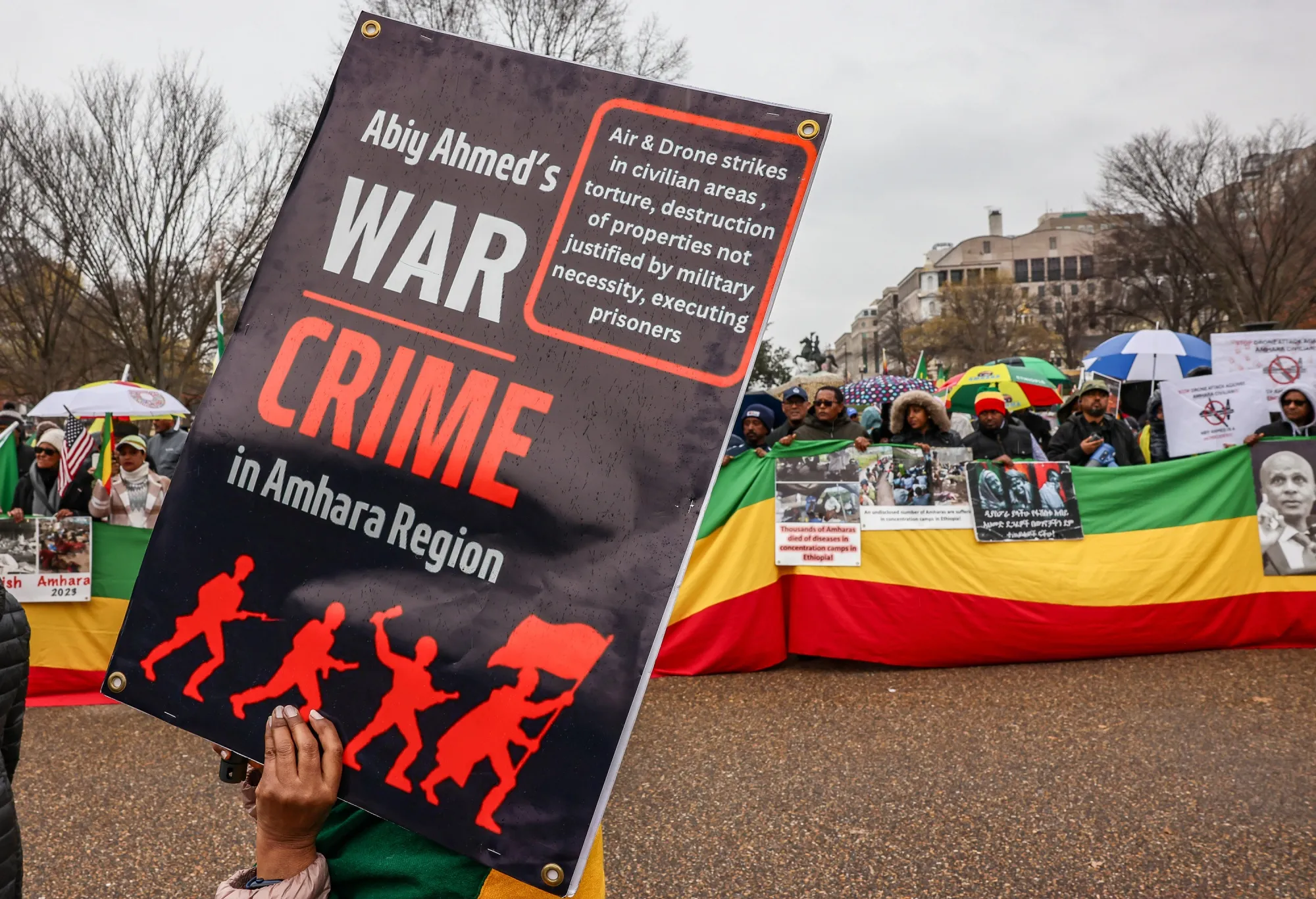 Members of the Ethiopian community protest at the White House&nbsp;in Washington DC.