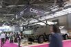 Military hardware at the CSG stand during the Eurosatory Defense and Security expo in Paris, in 2024.