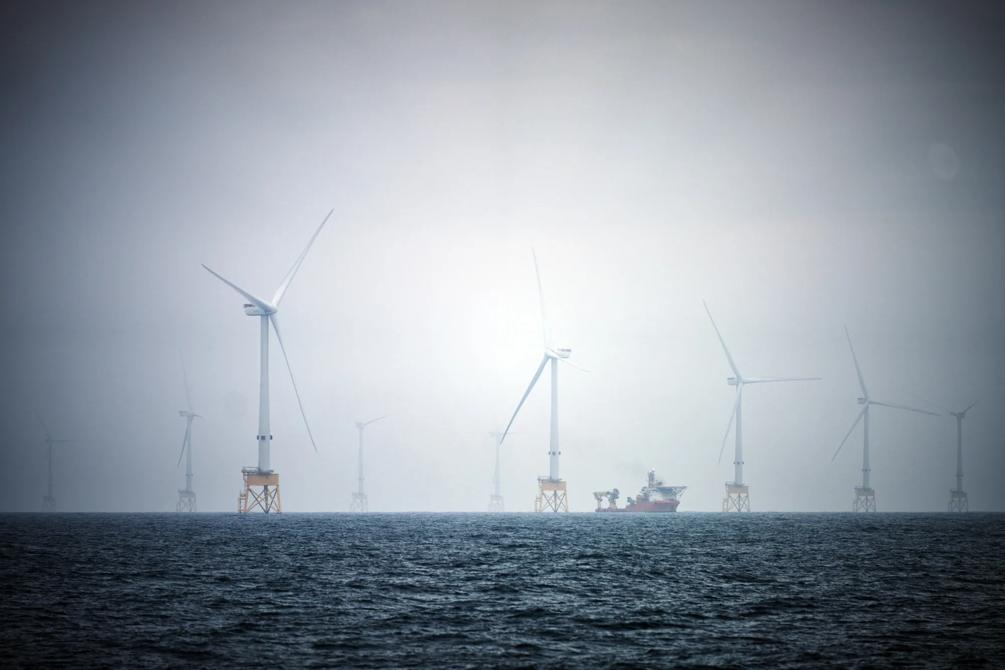 Wind turbines at an offshore wind farm in Taichung, Taiwan.
