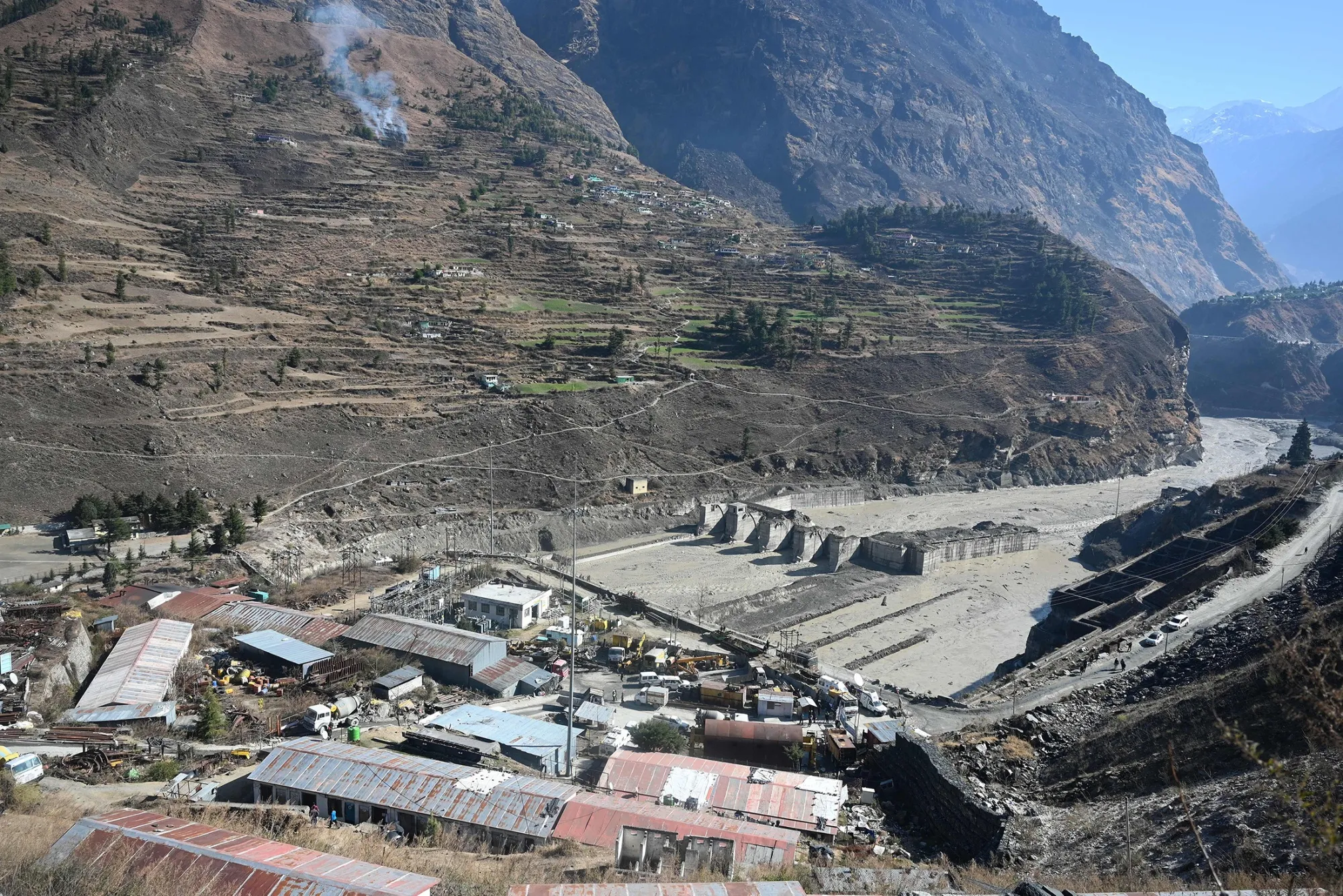 NPTC's Tapovan Vishnugad dam in Chamoli district, on Feb. 10.