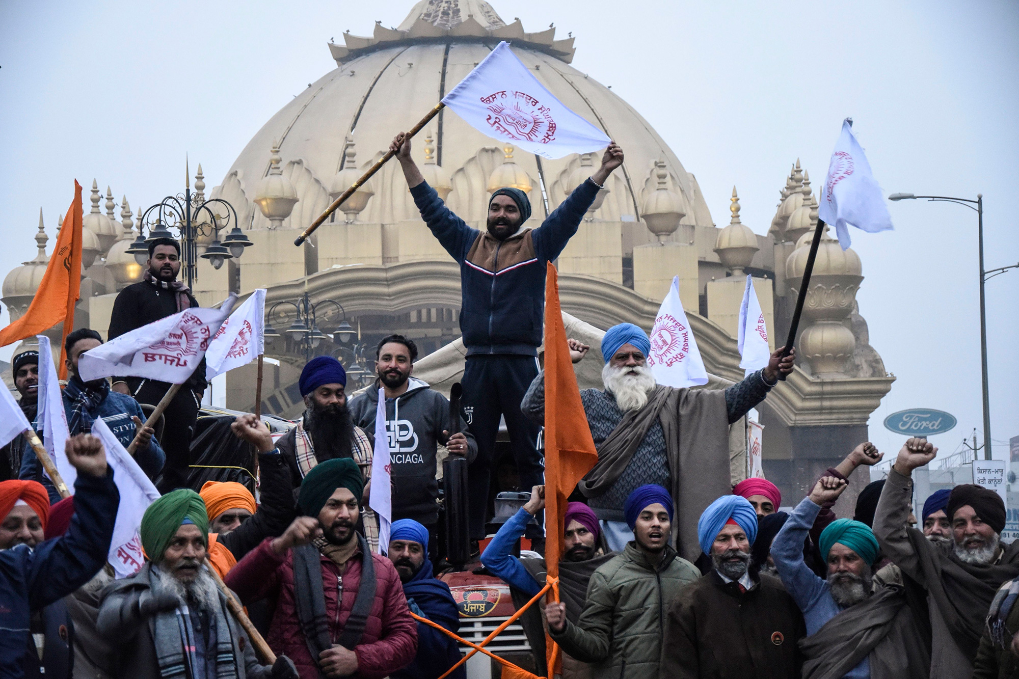 Farmers demonstrate in Amritsar, India, on Jan. 12.