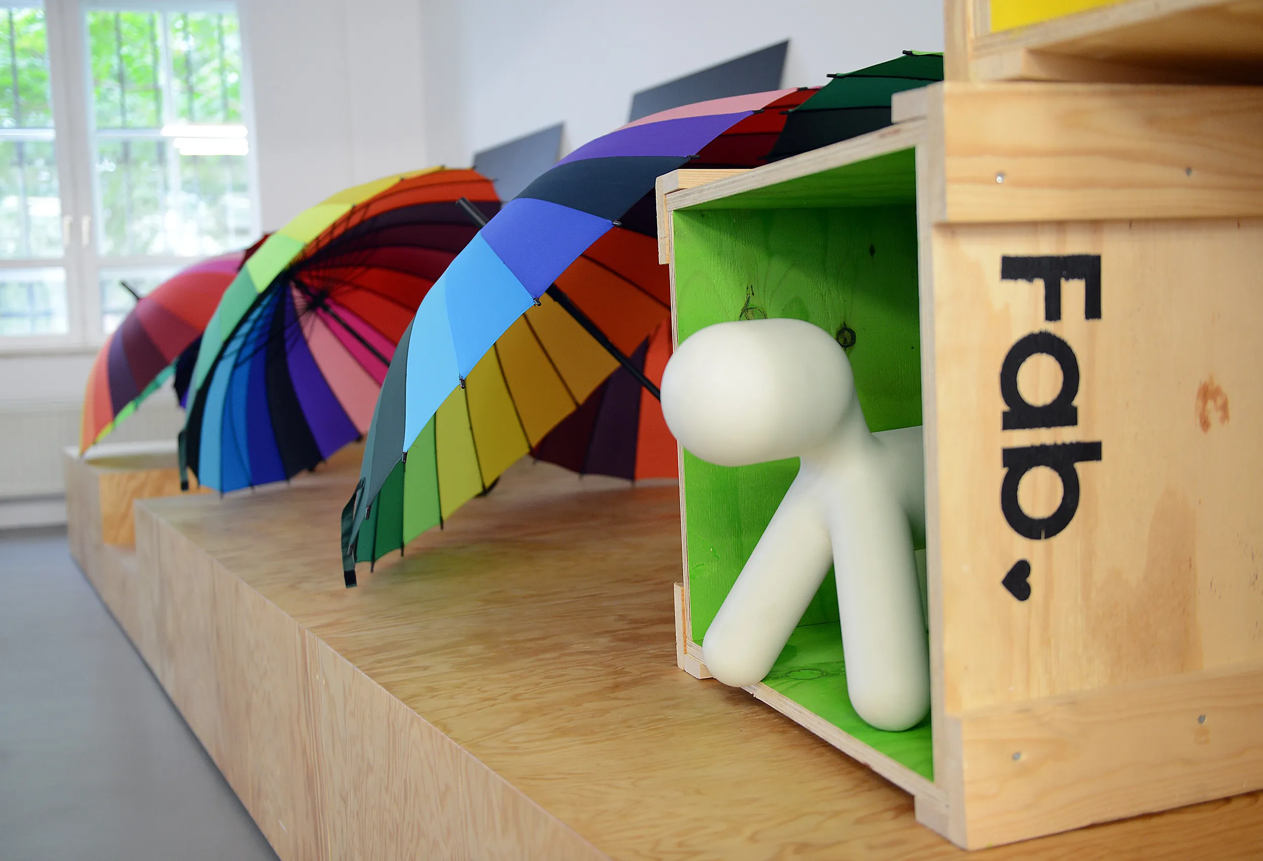 A Magis Pupps and colorful umbrellas from shopping portal Fab.Com at Fab's European headquarters in 2013.
