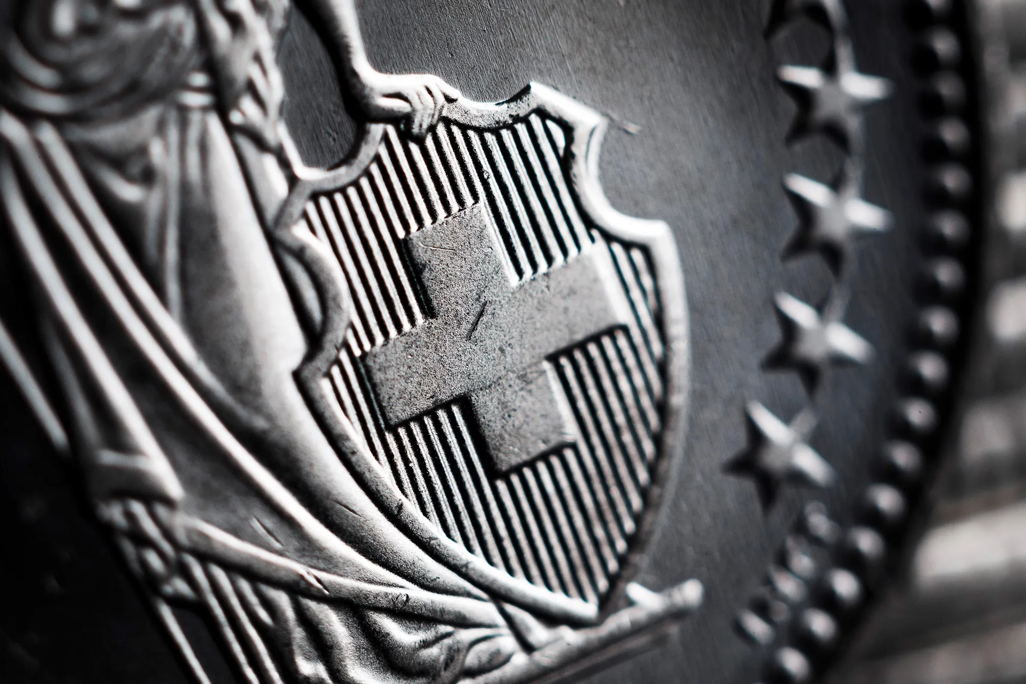 The national emblem of Switzerland on&nbsp;a Swiss one franc coin.