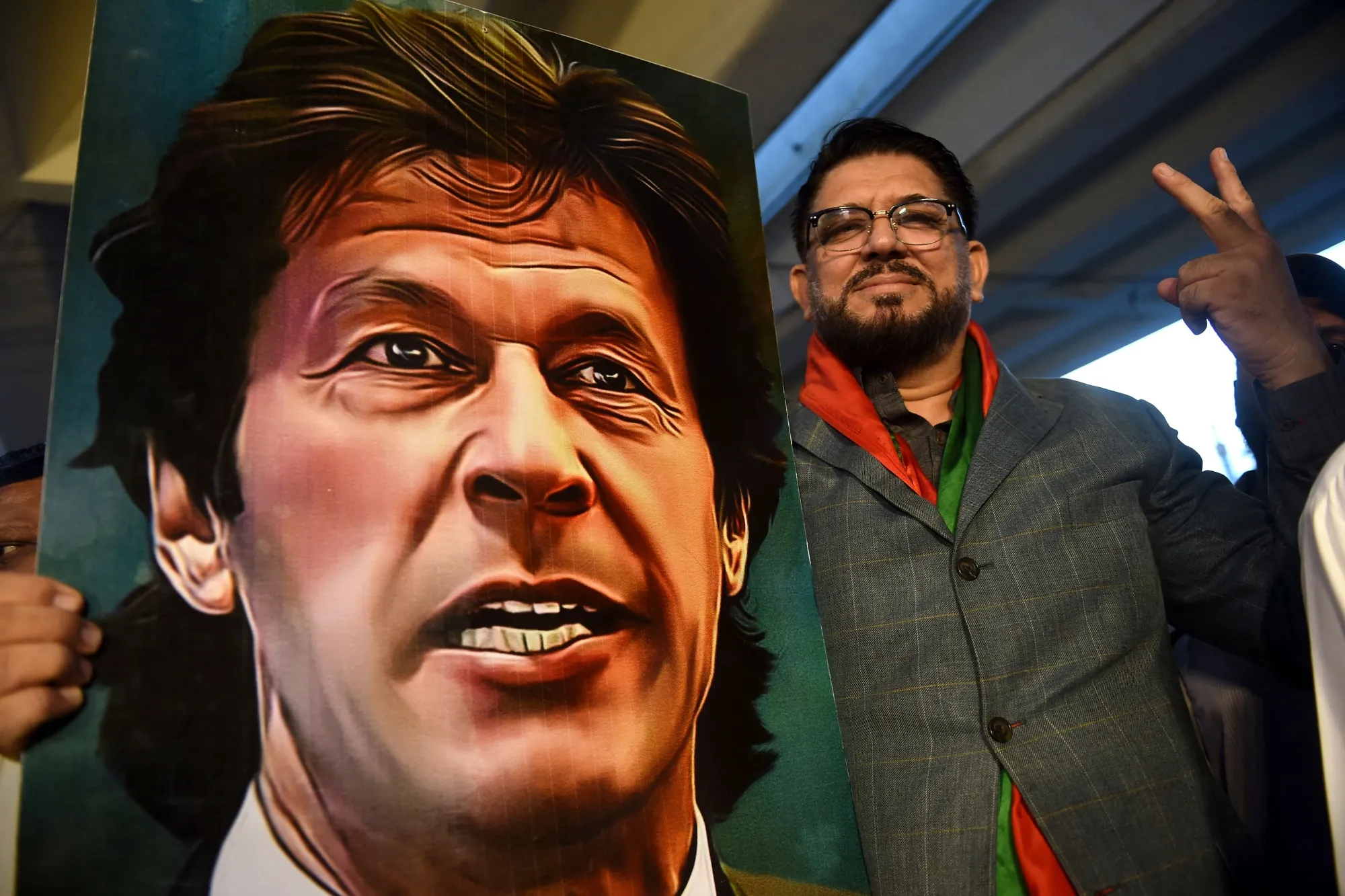 A supporter of Imran Khan, during a protest against the assassination attempt on him.