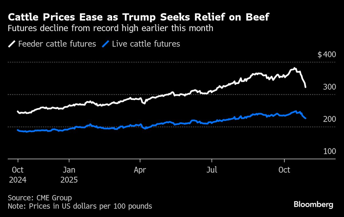 Cattle Futures Plunge on Trump’s Calls for Lower US Beef Prices