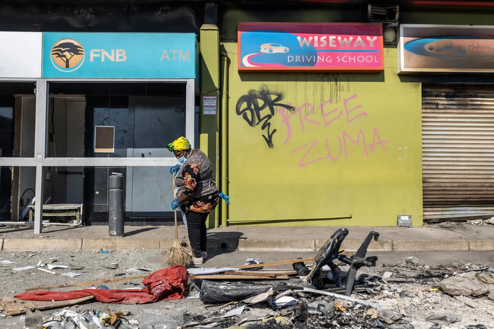 Debris outside the&nbsp;looted Dube Village Mall in Durban, on July 17.
