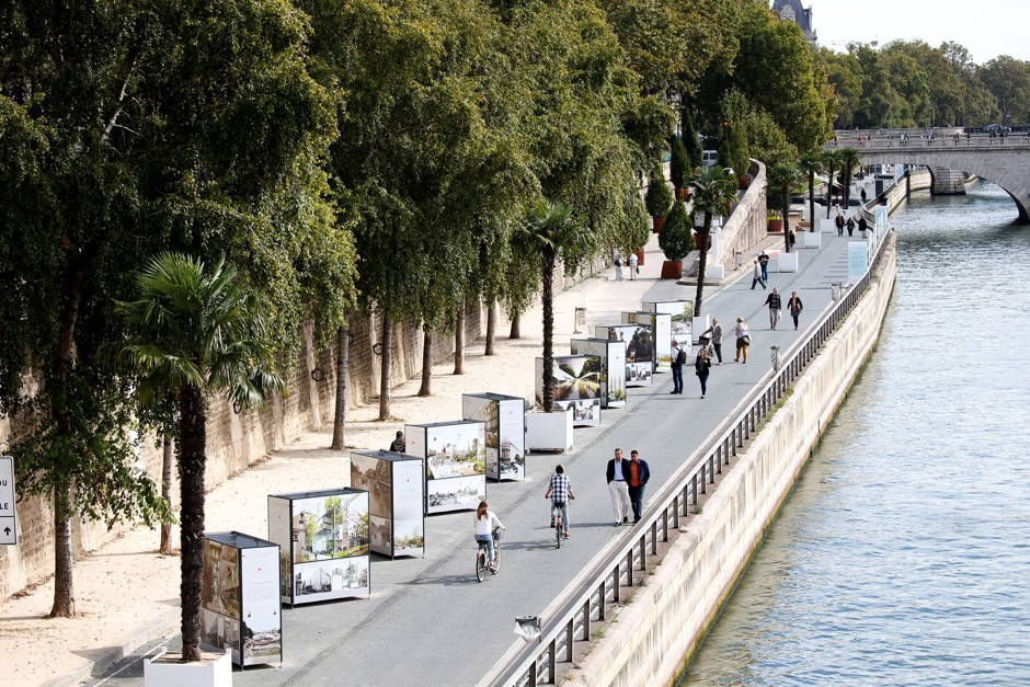 The lower quays of the Seine in Paris, just after they were pedestrianized last autumn.