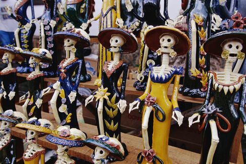 The more commercial side of Day of the Dead, also seen in Oaxaca.