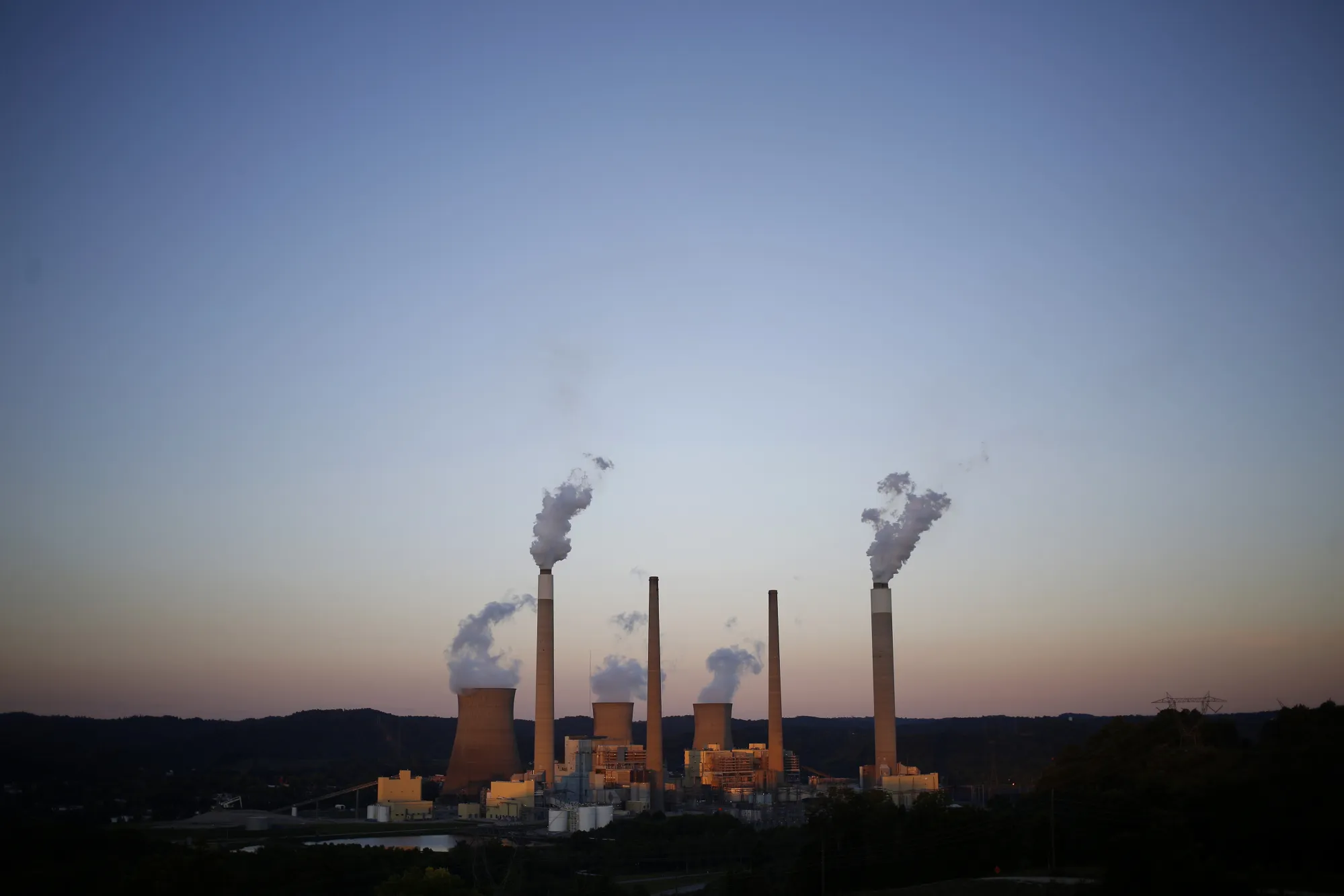 Emissions rise from a coal-fired power plant in West Virginia in 2018.&nbsp;
