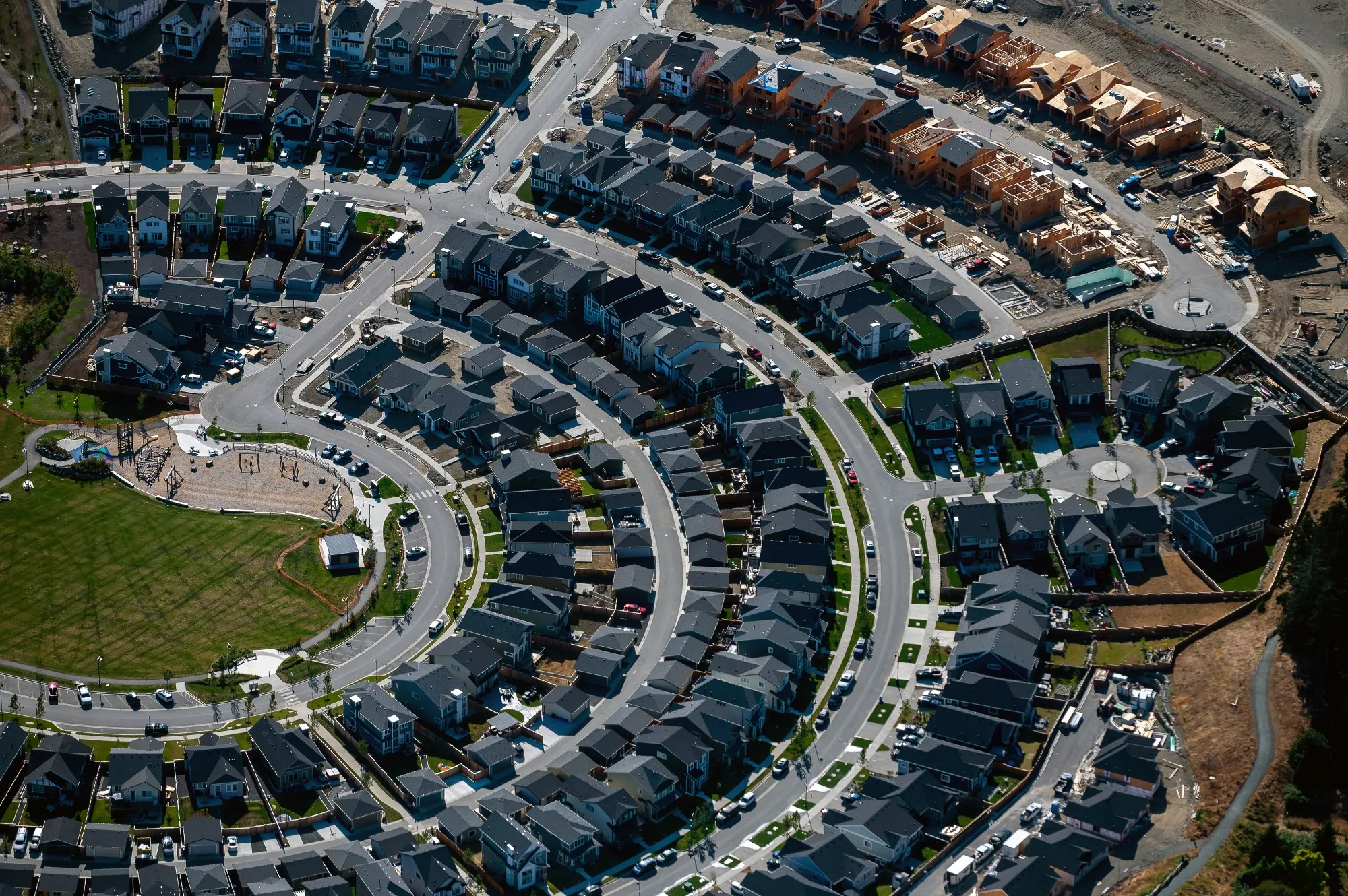 Homes and housing construction in Colwood, British Columbia.