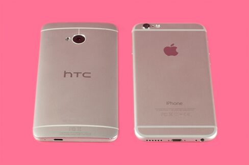 HTC One (left) and Apple iPhone 6