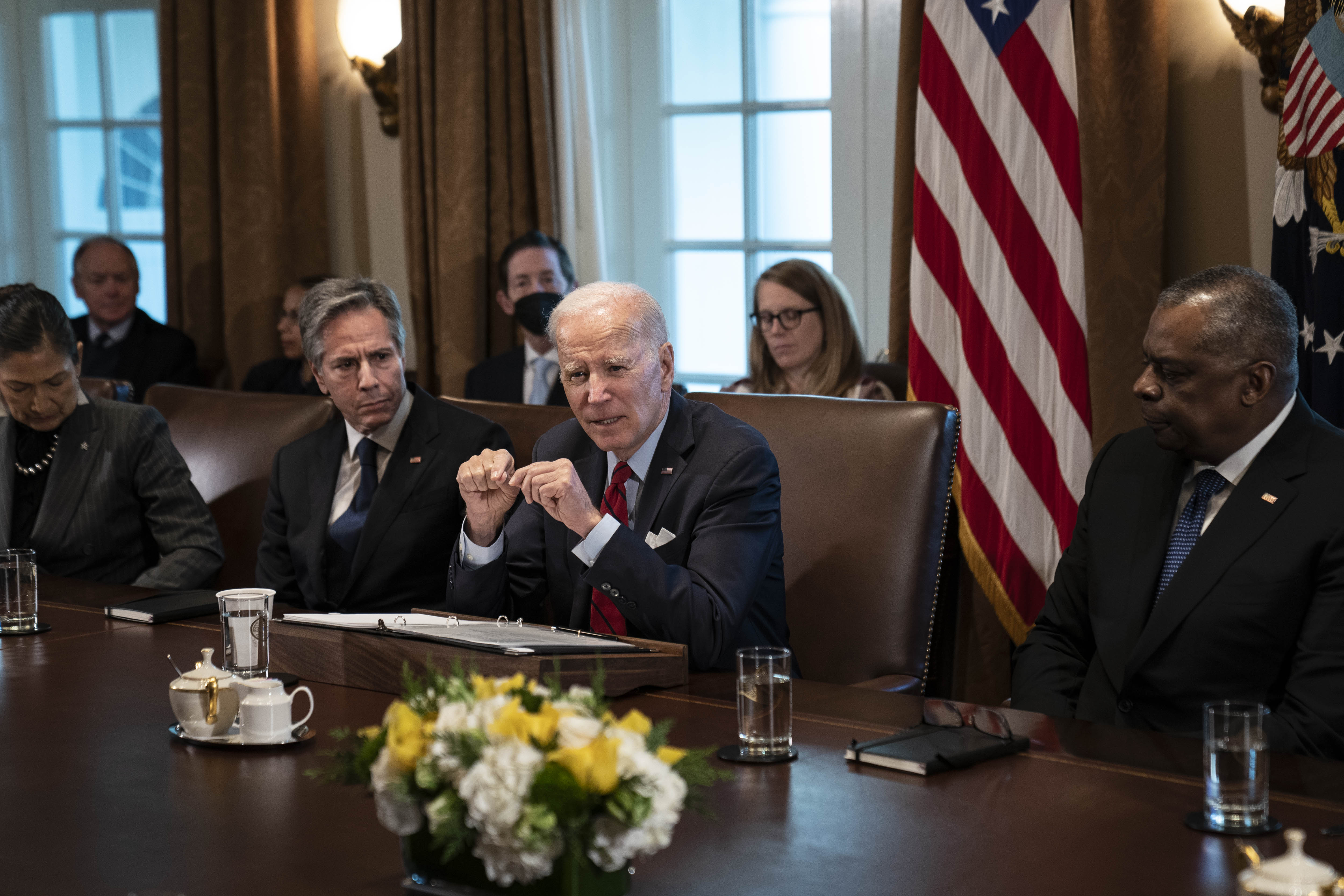 President Joe Biden speaks during a cabinet meeting at the White House&nbsp;on&nbsp;Jan. 5.&nbsp;