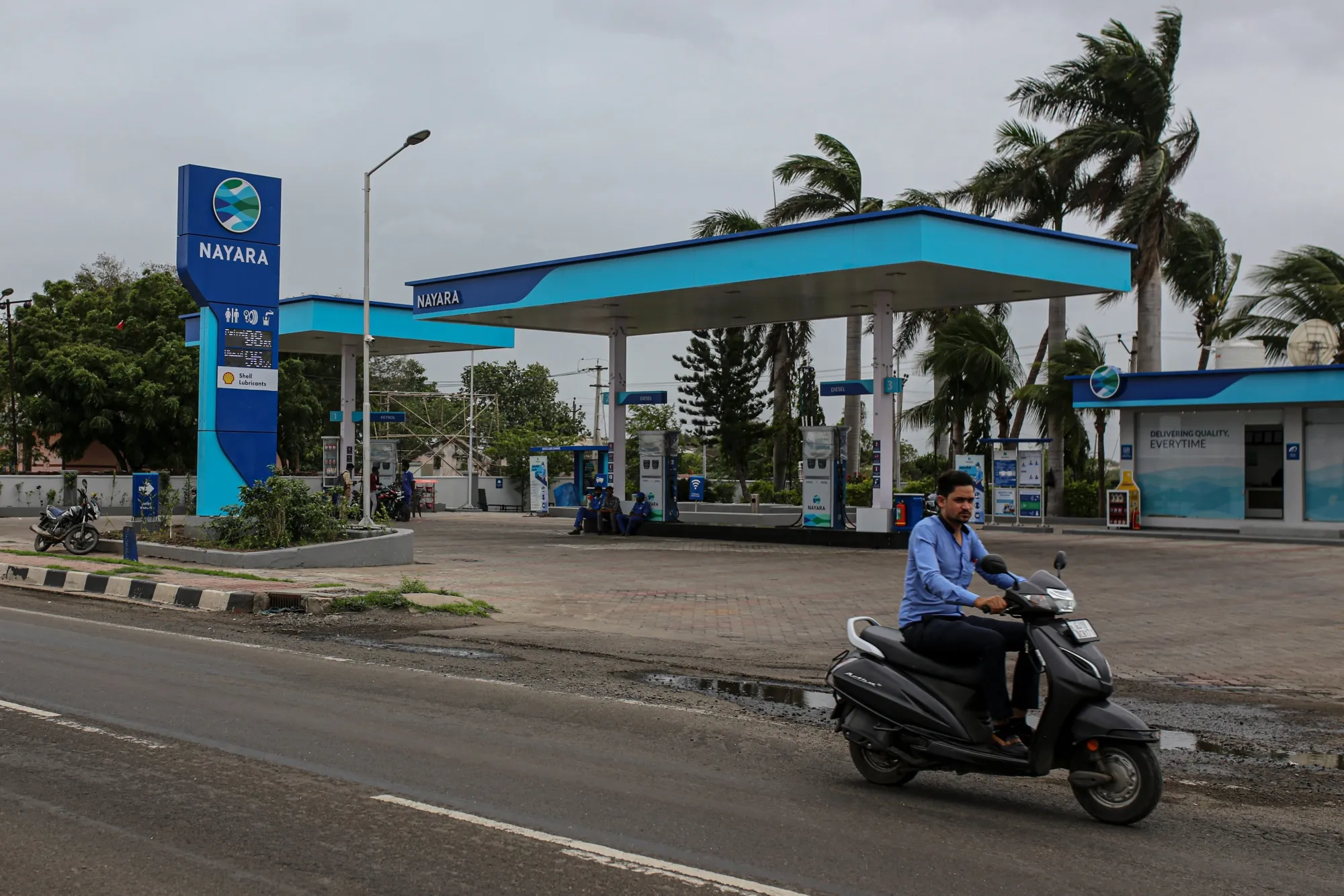 A Nayara Energy Ltd. gas station in Vadinar, Gujarat, India.