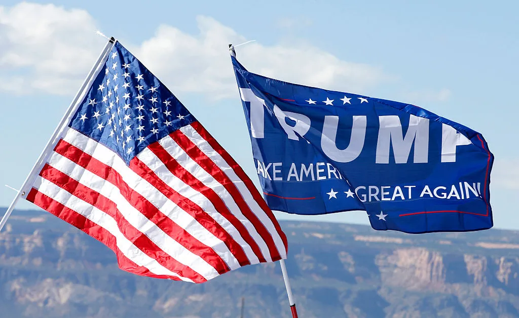 Two flags over America.