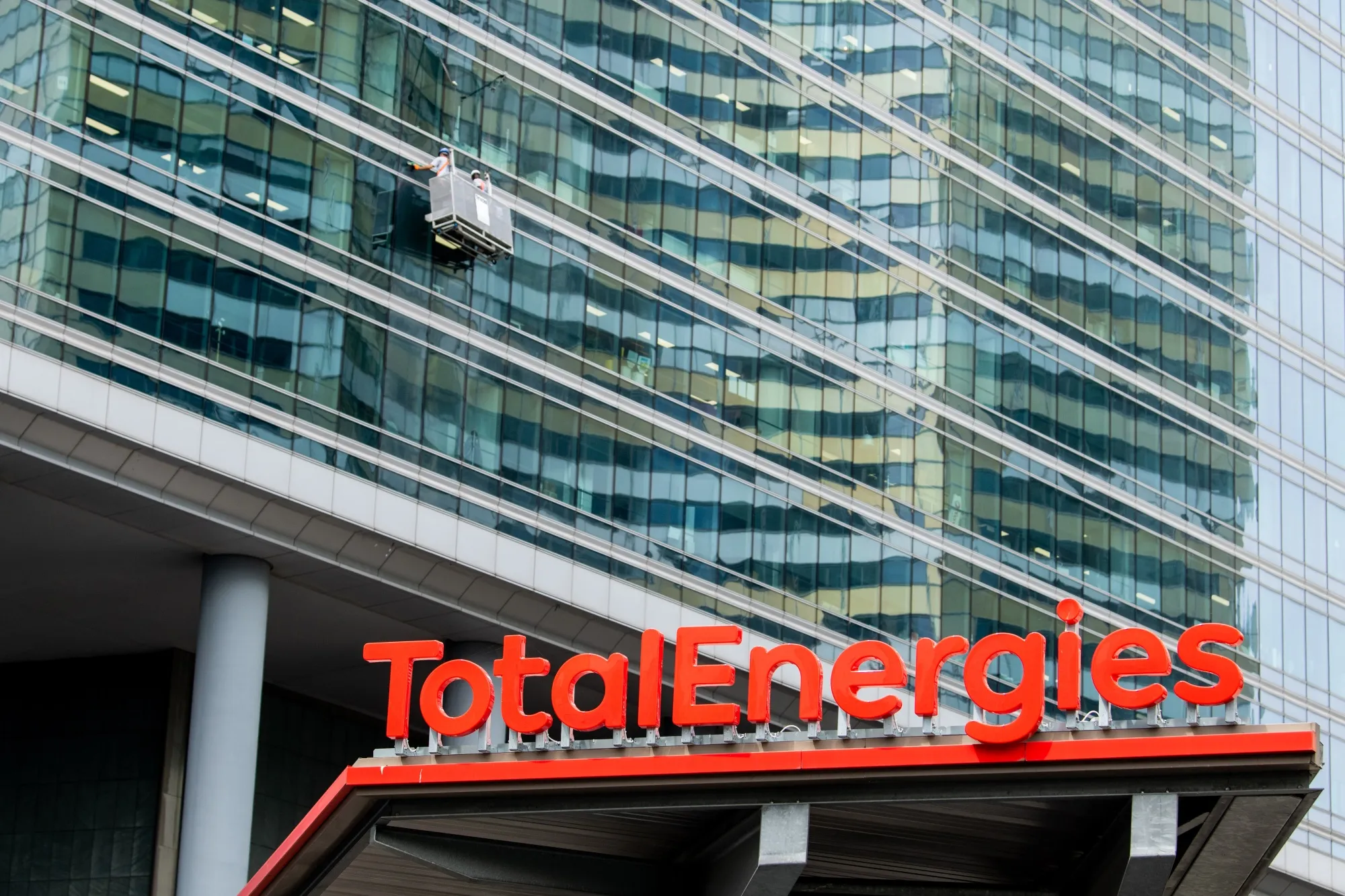 Signage for TotalEnergies SE&nbsp;in Paris.