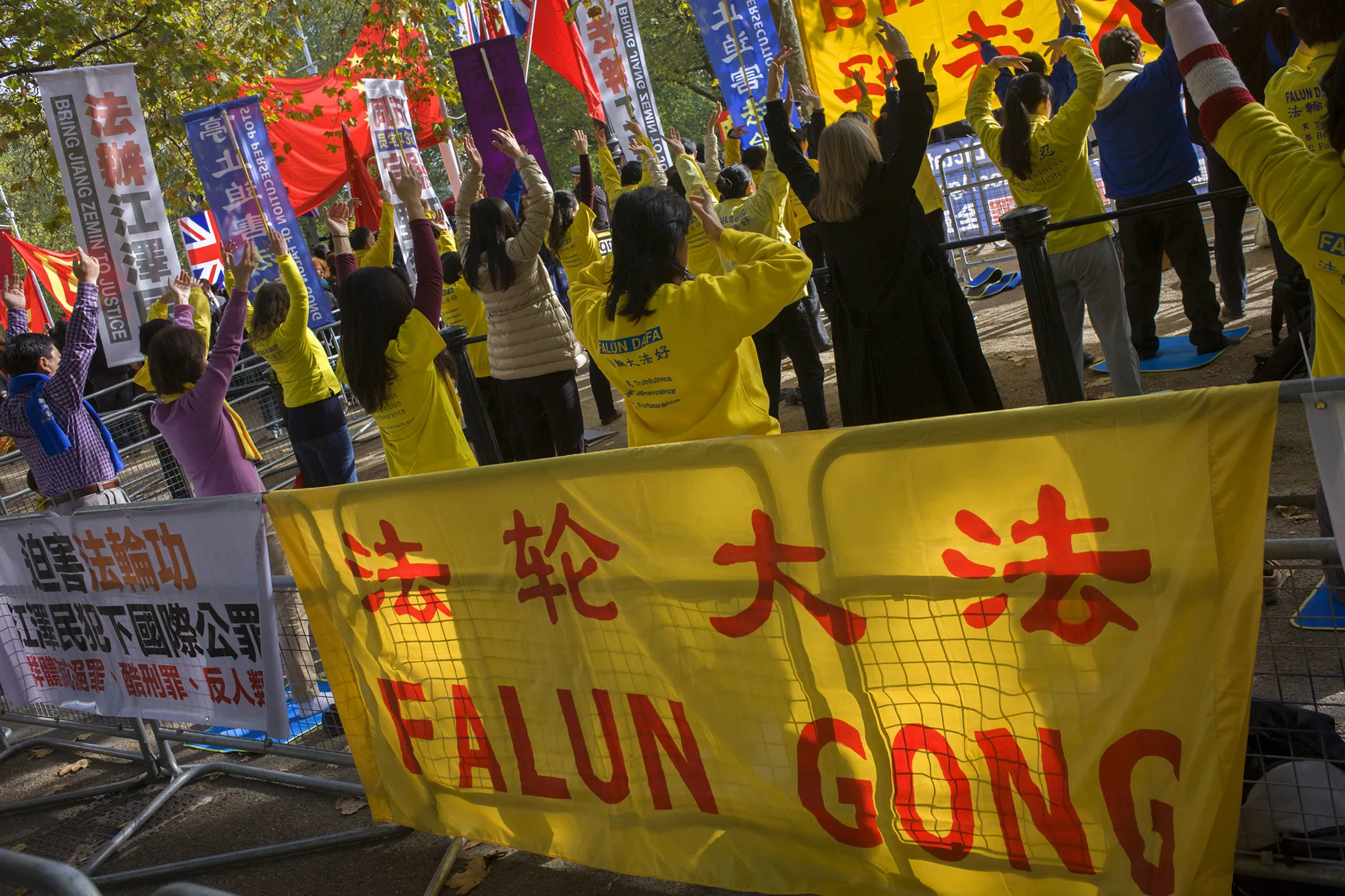 Supporters of Falun&nbsp;Gong during a demonstration in London.&nbsp;