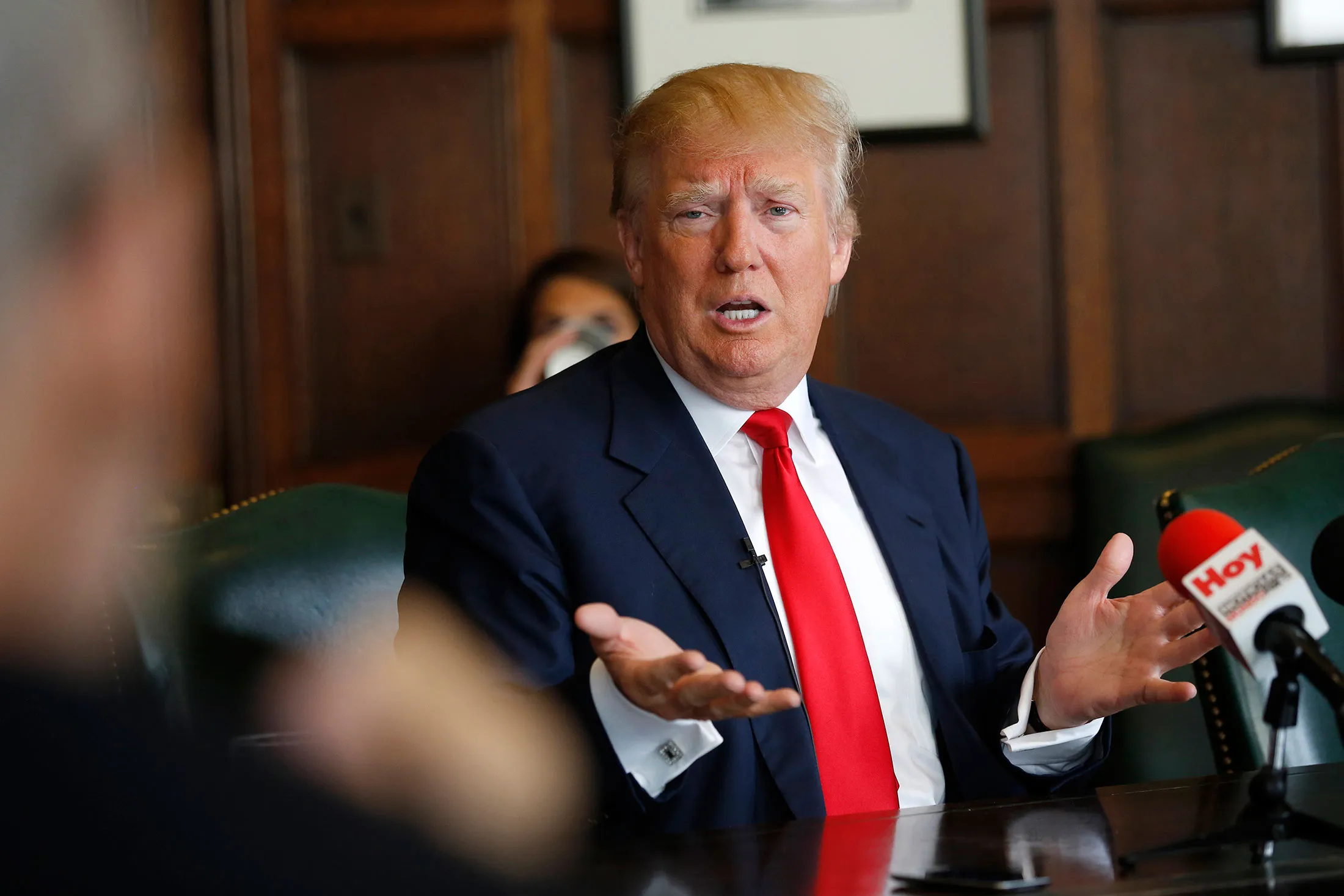 Donald Trump speaks with the Chicago Tribune Editorial Board Monday, June 29, 2015 in Chicago.
