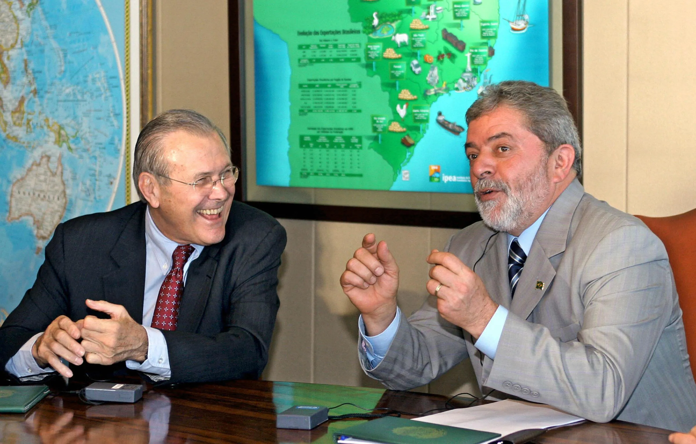 Rummy and the radical were all laughs in 2004.