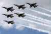 FORESTVILLE, MD - SEPTEMBER 18: The US Air Force Thunderbirds are seen rehearsing their persision flying routine, September 18, 2015 in Forestville, Maryland. This weekend the Thunderbirds will perform at the Joint Base Andrews Air Show in Camp Springs, Maryland. (Photo by Mark Wilson/Getty Images)