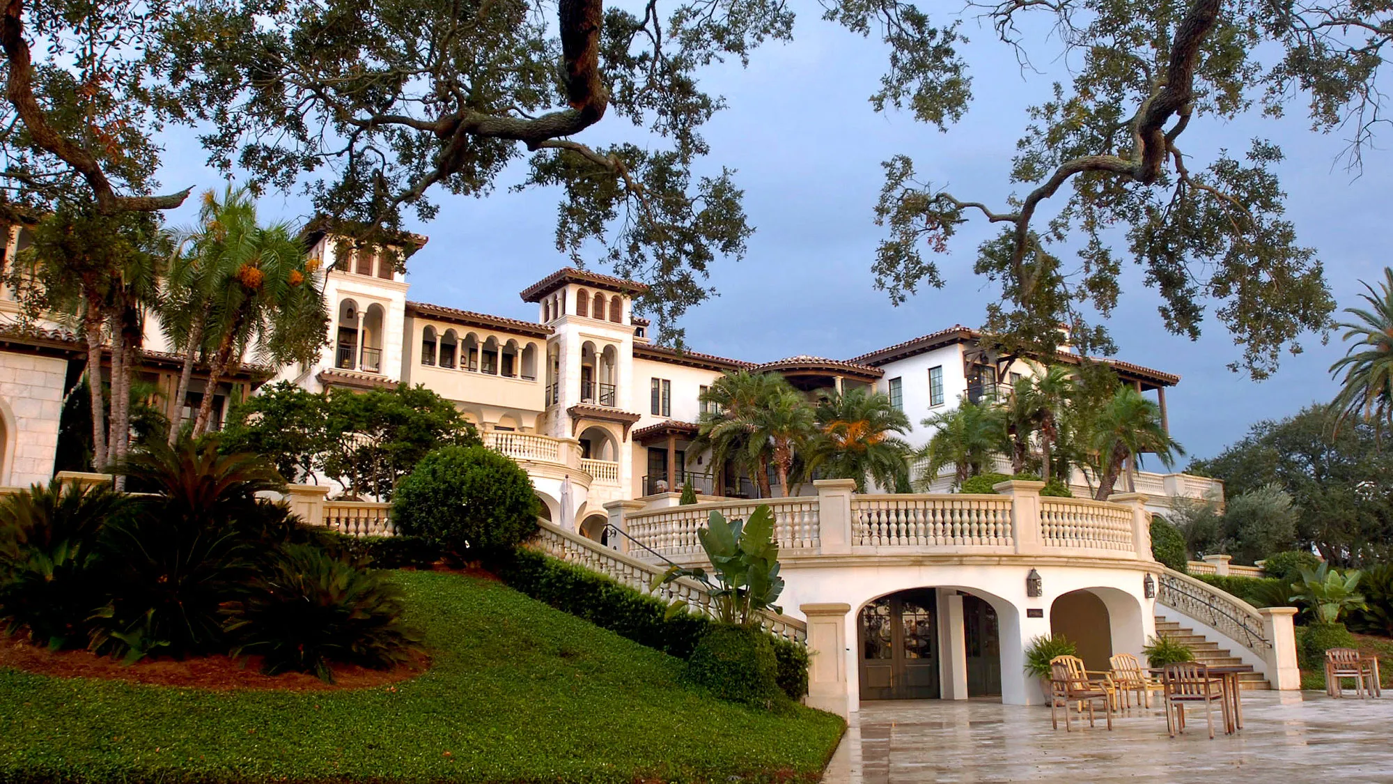 River view rooms and terraces line the rear of the Sea Island Co. Cloister Hotel on Sea Island, Georgia, U.S., shown in a file photo taken on Wednesday, Sept. 17, 2008.
