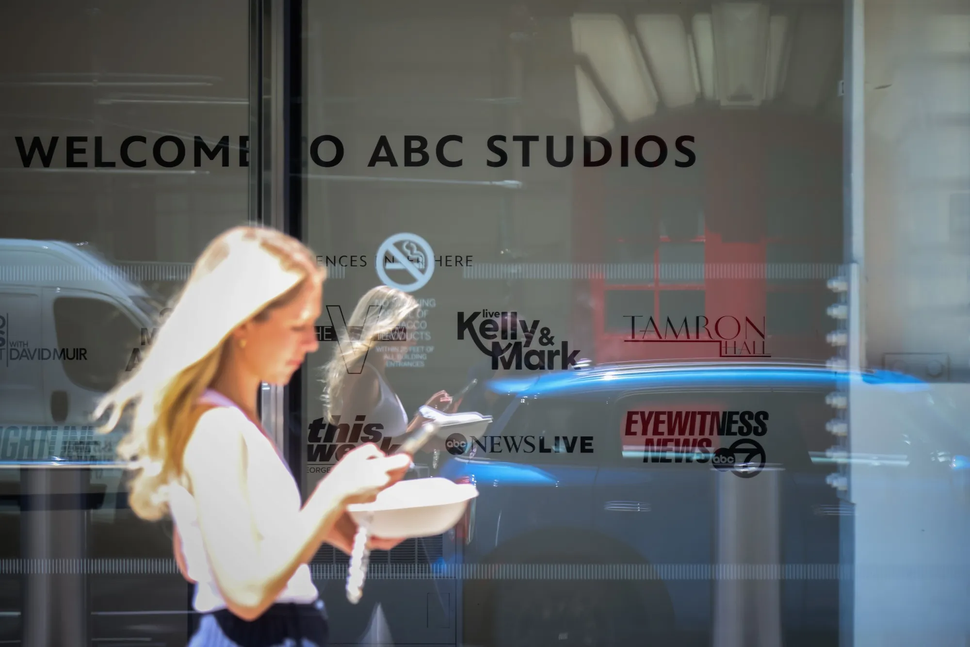 Signage outside ABC News headquarters in New York.