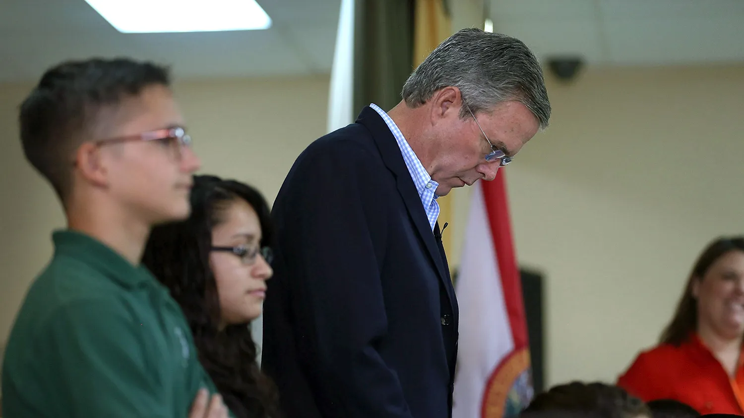 Republican presidential hopeful and former Florida Gov. Jeb Bush attends a town hall style meeting at La Progresiva Presbyterian School on September 1, 2015 in Miami, Florida.
