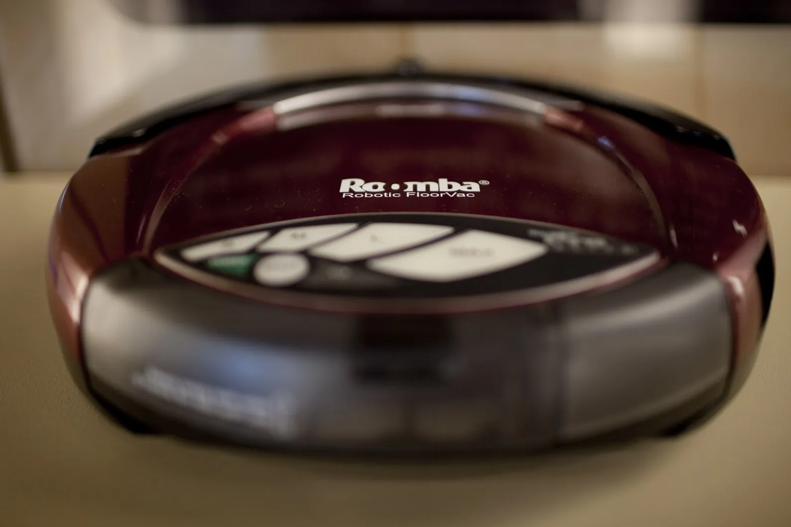 A vacuuming Roomba model robot is displayed at iRobot Corp. headquarters in Bedford, Massachusetts, U.S.