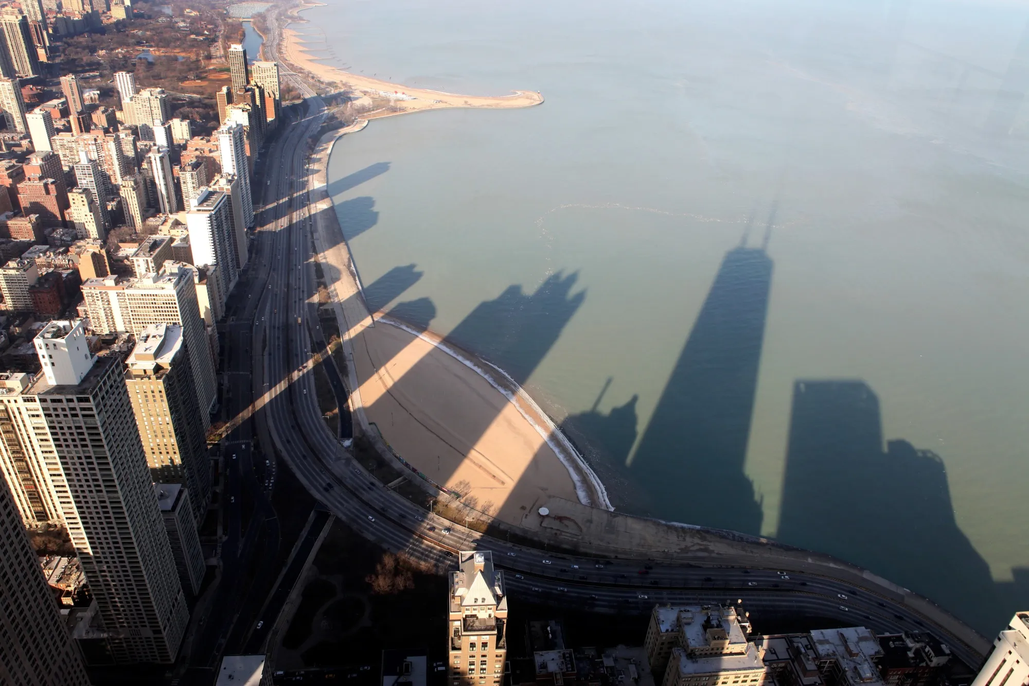 Jean Baptiste Pointe DuSable Lake Shore Drive helps to frame Chicago’s skyline.&nbsp;