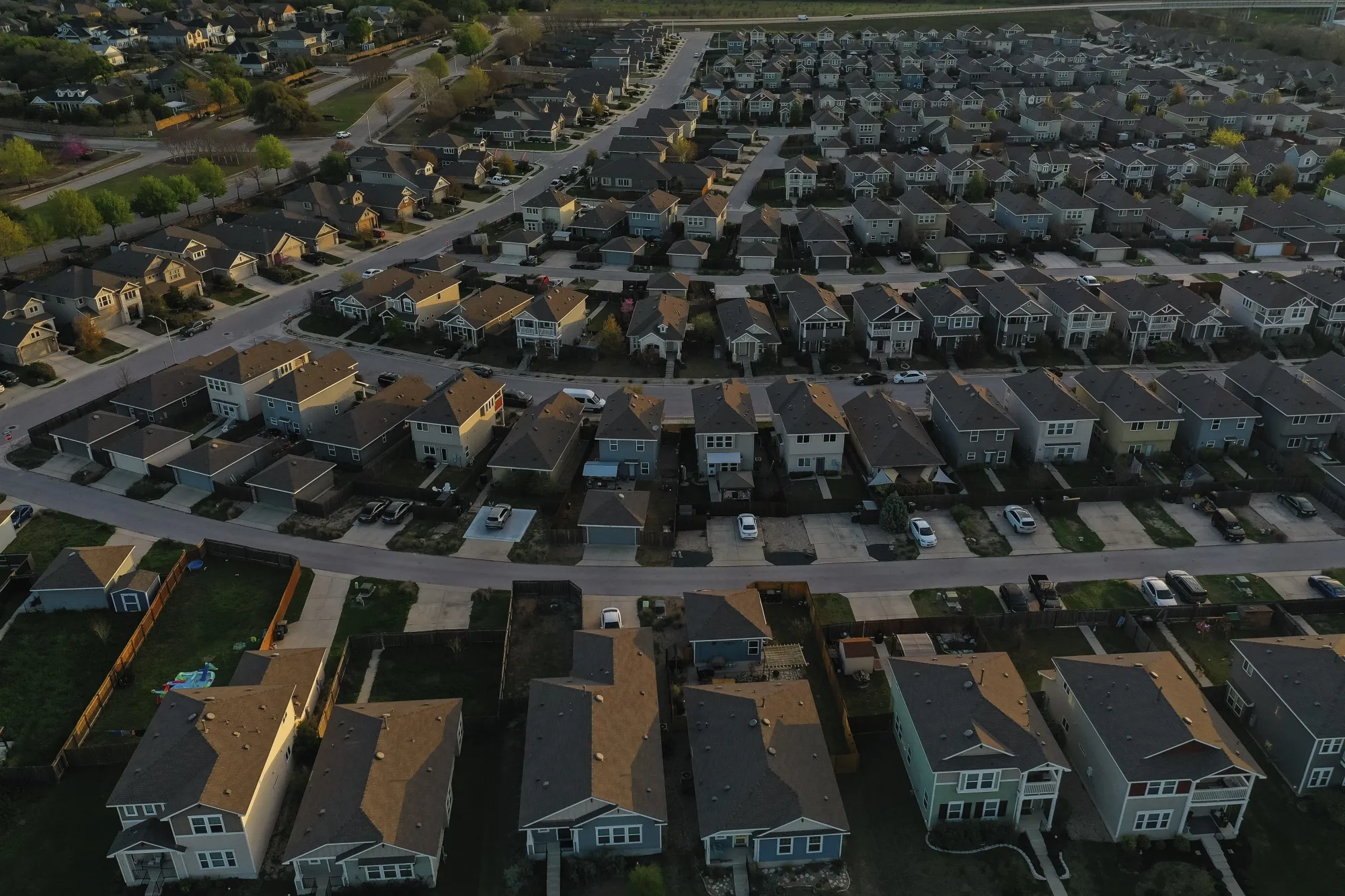 Single family homes in a residential neighborhood in San Marcos, Texas.