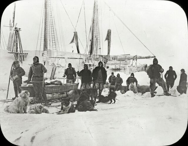 The crew of the Fram at the start of Norwegian explorer Fridtjof Nansen's Arctic expedition in 1893. 