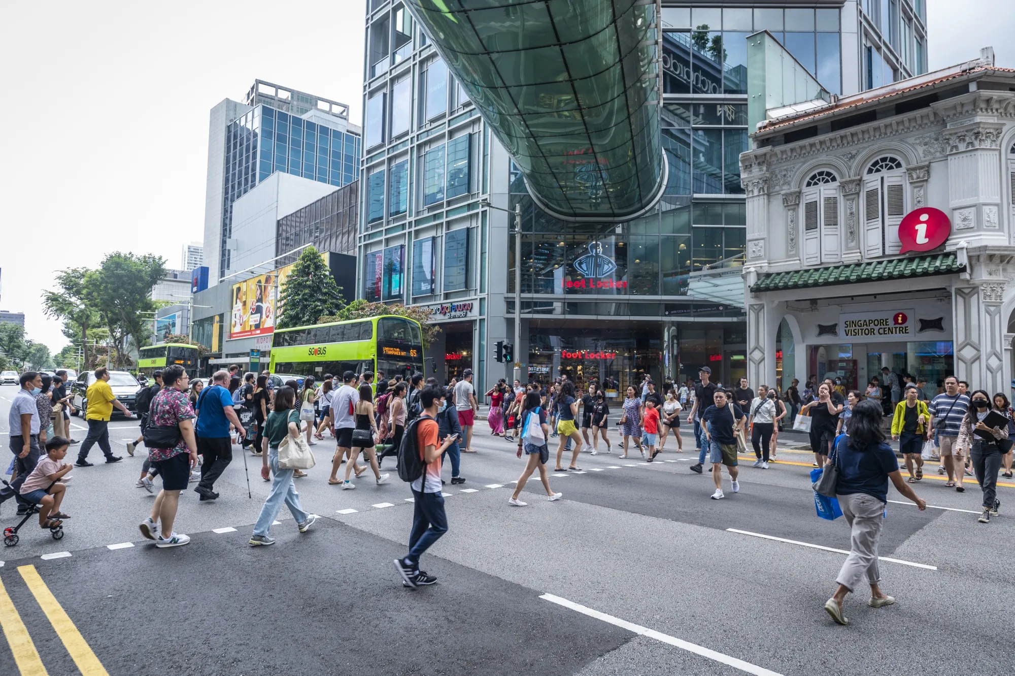 Pedestrians at Orchard Road in Singapore.