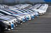 Newly manufactured Nissan cars at the company’s factory in Sunderland, U.K.