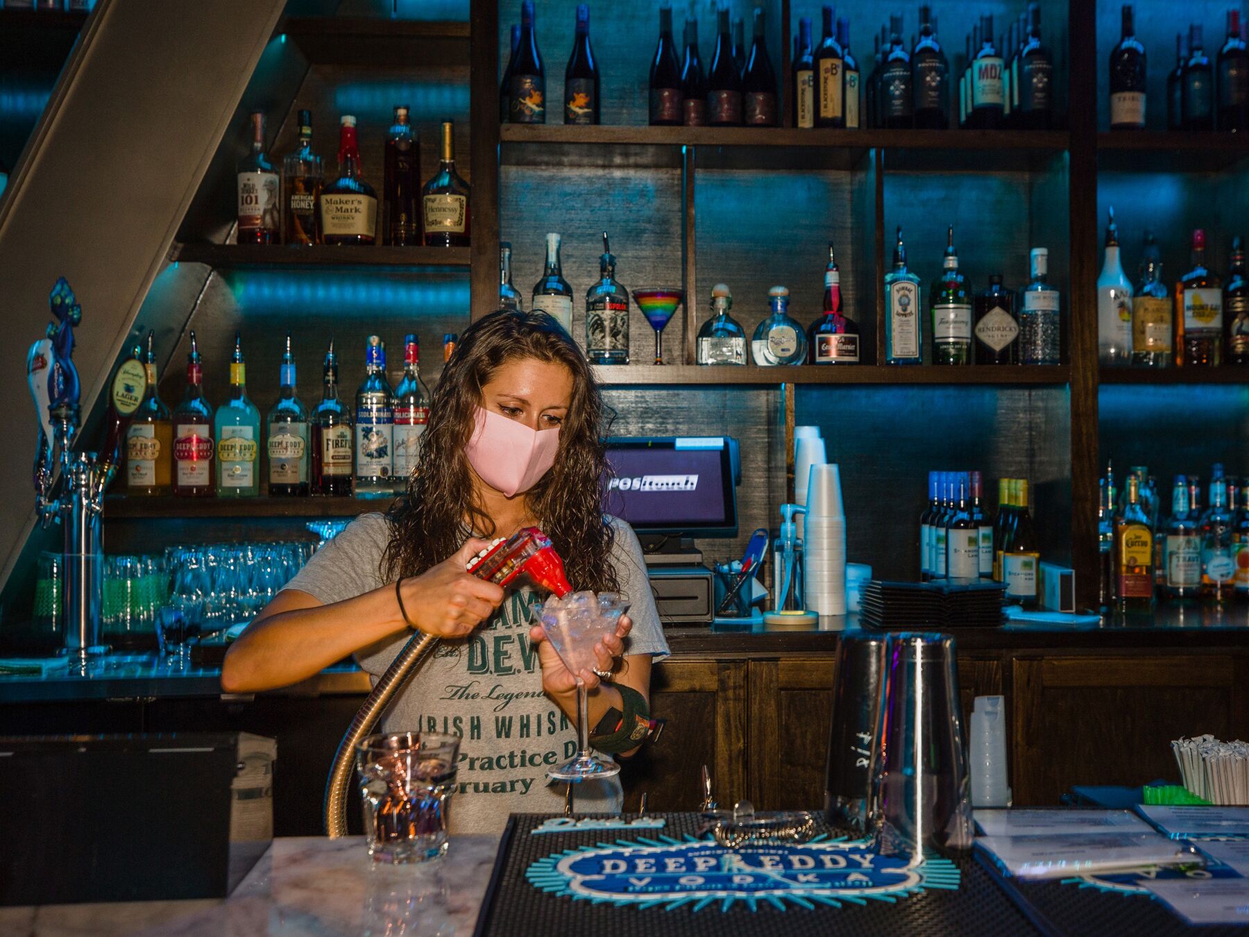 A bartender makes a drink at a nightclub in Columbia, South Carolina.